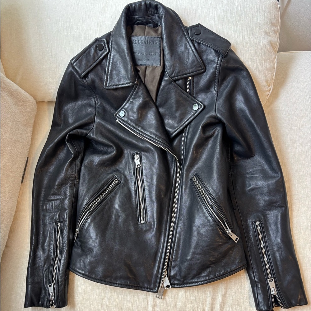 ALLSAINTS Iconic Black Leather Biker Jacket